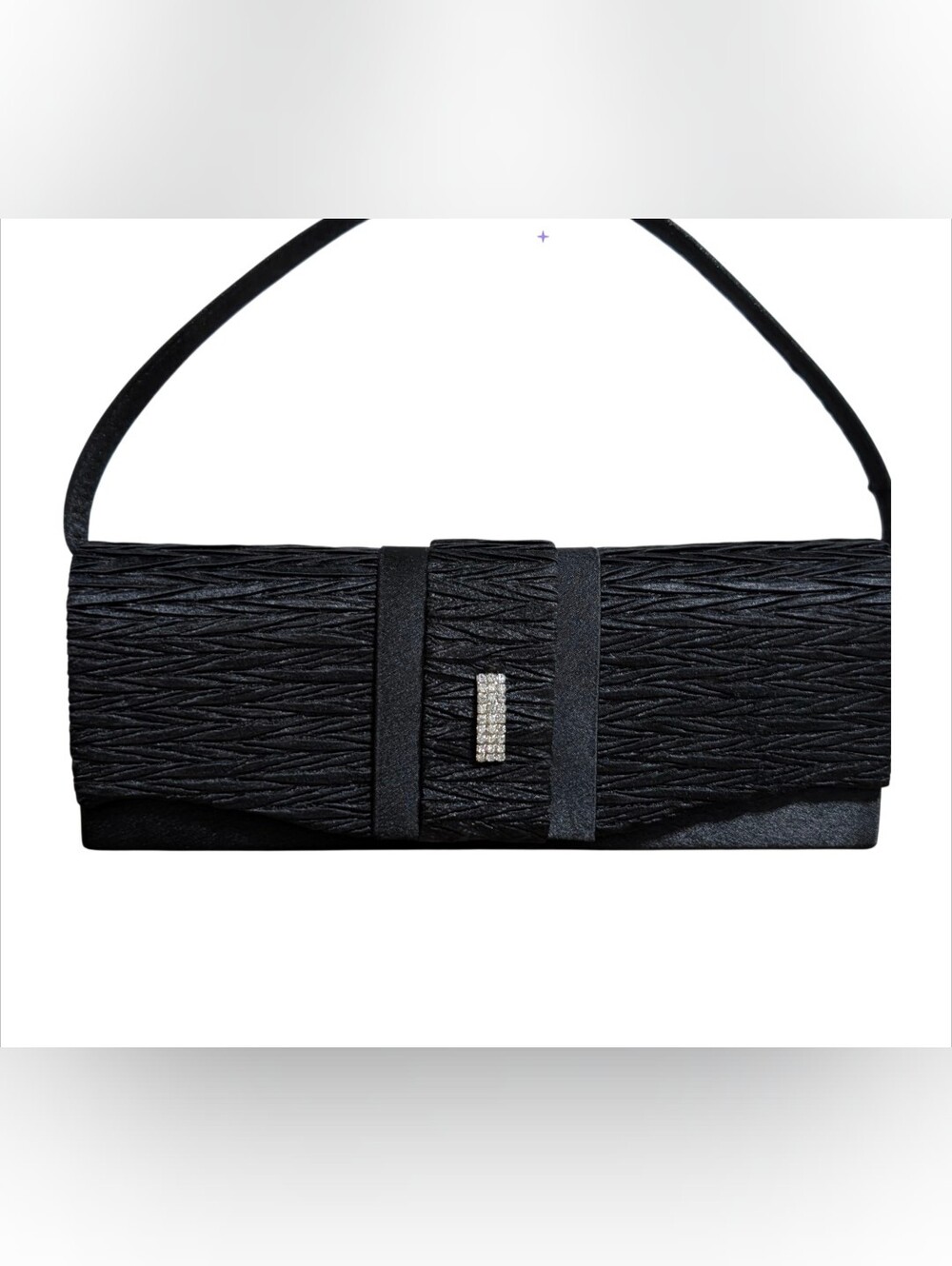 Black Evening Clutch Bag with Rhinestone Accent